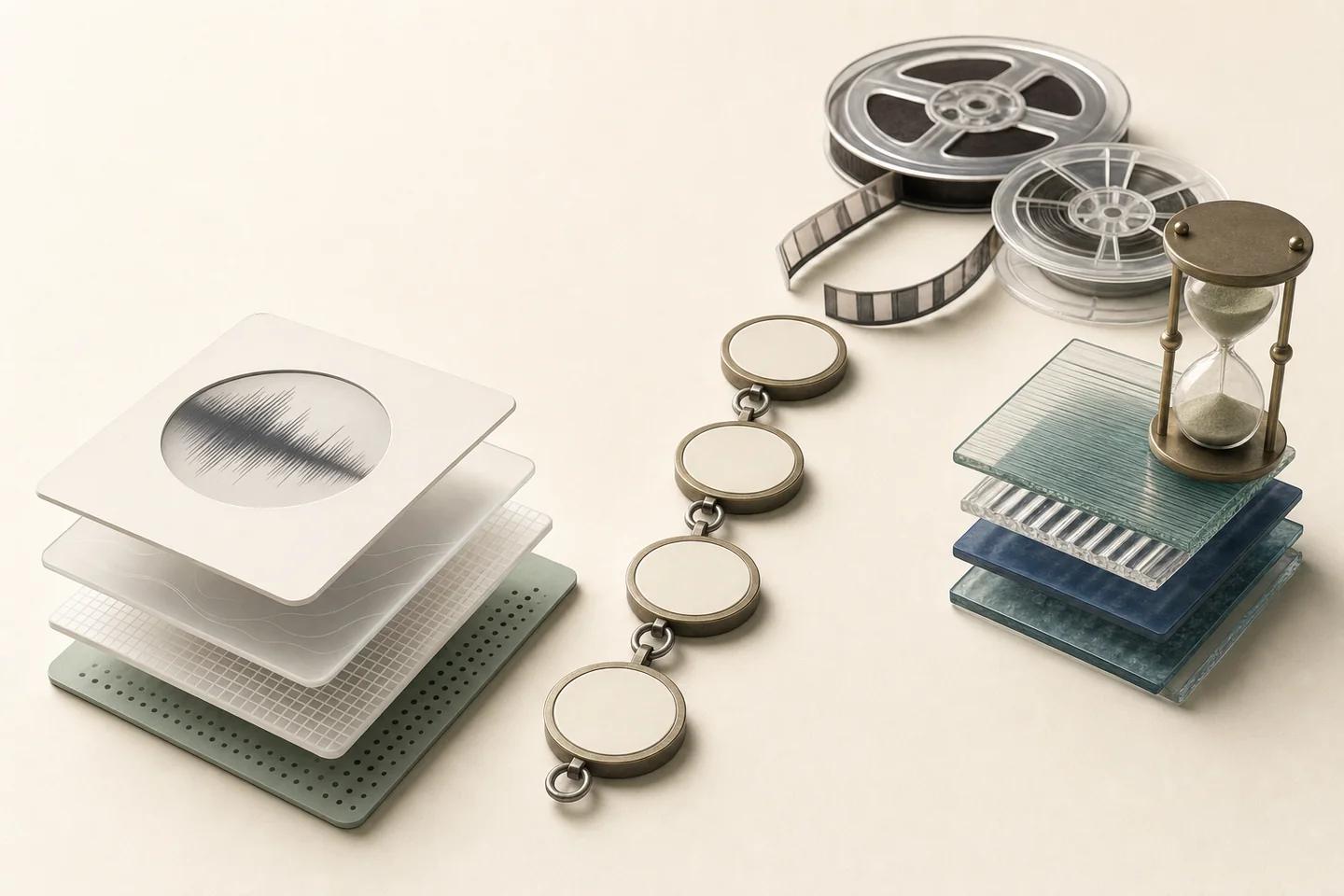 Still life of verification objects on a white surface, used to illustrate real-time deepfake detection in call centres.