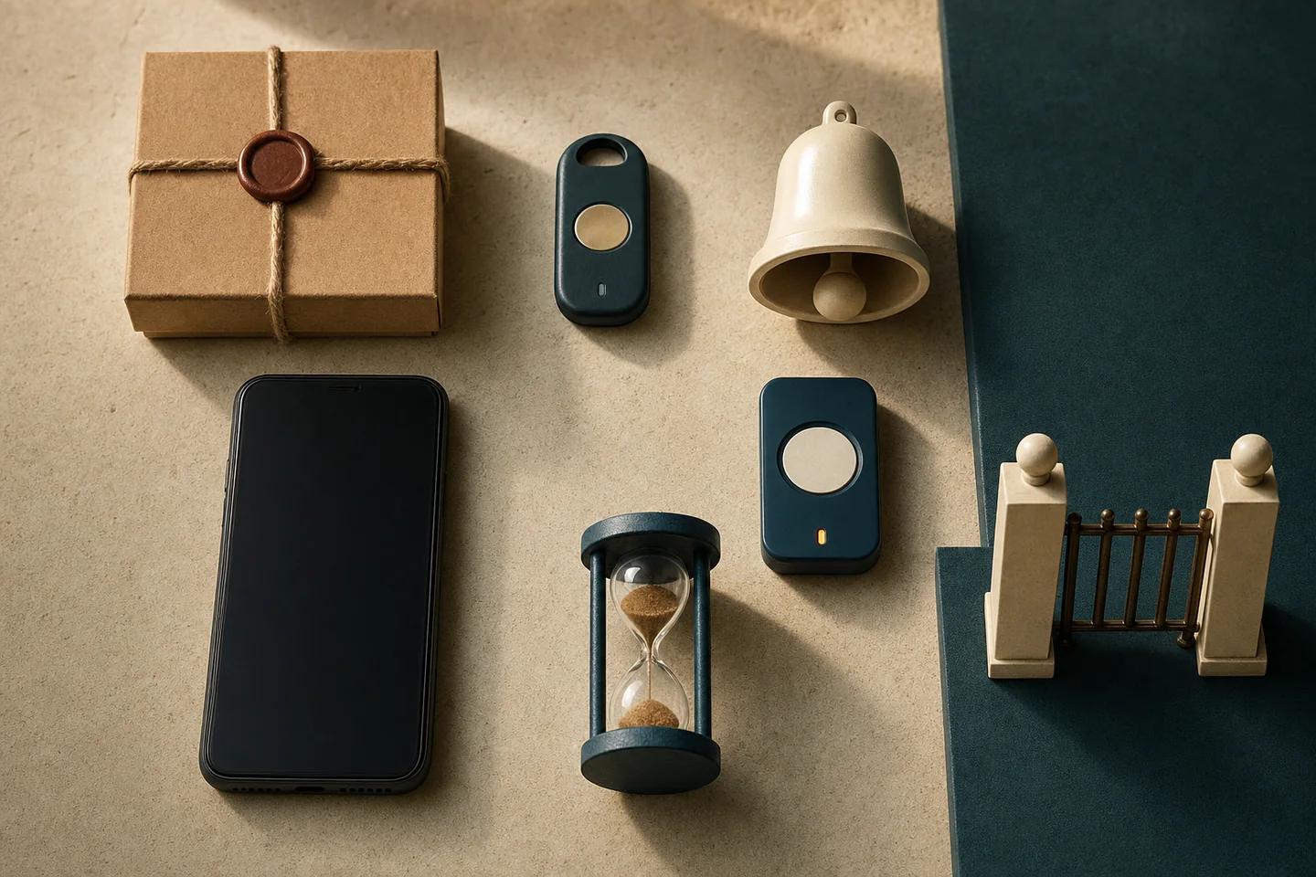 A recovery still life moves from containing old access to backup authentication, notification, new enrollment, and temporary limits.