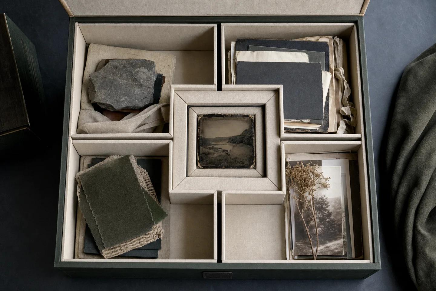Archival evidence box assembles origin, integrity, context, and corroboration around one media item.