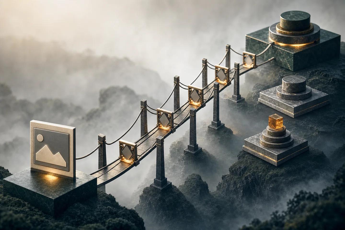 Bridge links a signed manifest through certificates to several possible trust anchors.