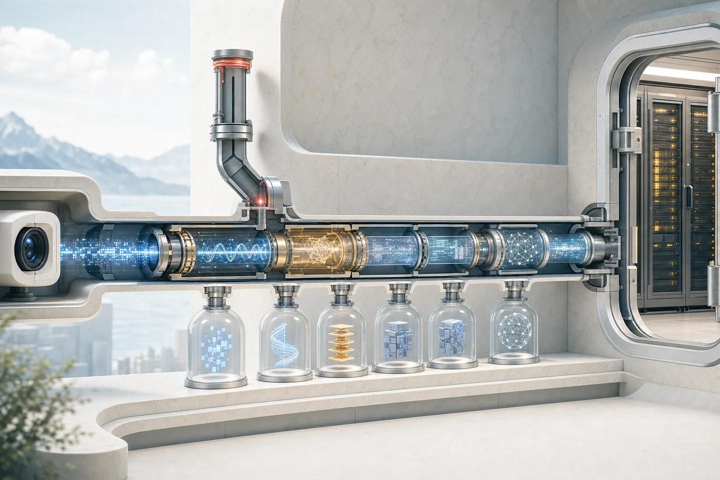 A protected sensor-to-server conduit seals an unauthorized inlet and preserves evidence at inspection ports.